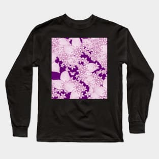 Pink blossoms and butterflies on purple Long Sleeve T-Shirt